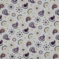 Baumwollpopeline Glitzer Paisley - weiss