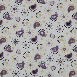 Baumwollpopeline Glitzer Paisley - weiss