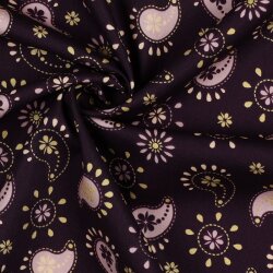 Baumwollpopeline Glitzer Paisley - dunkelviolett