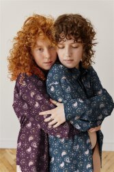 Baumwollpopeline Glitzer Paisley - dunkelviolett