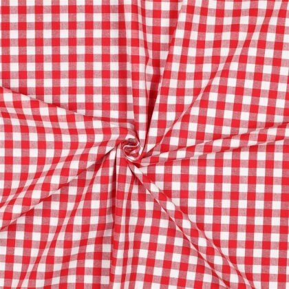 Baumwollpopeline garngefärbt - Vichy Karo 10mm *Vera* - rot