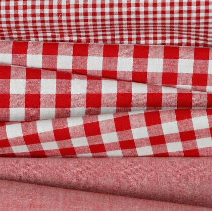 Baumwollpopeline garngefärbt - Vichy Karo 10mm *Vera* - rot