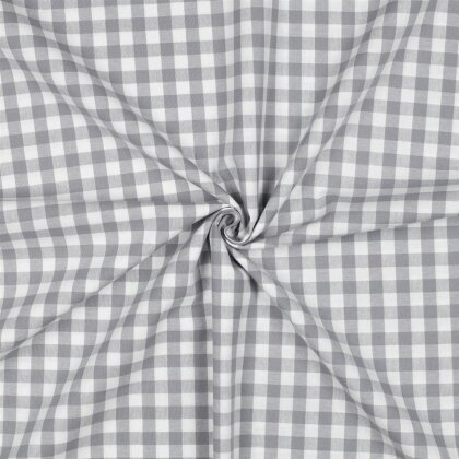 Baumwollpopeline garngefärbt - Vichy Karo 10mm *Vera* - grau