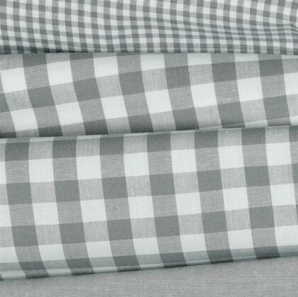 Baumwollpopeline garngefärbt - Vichy Karo 10mm *Vera* - grau