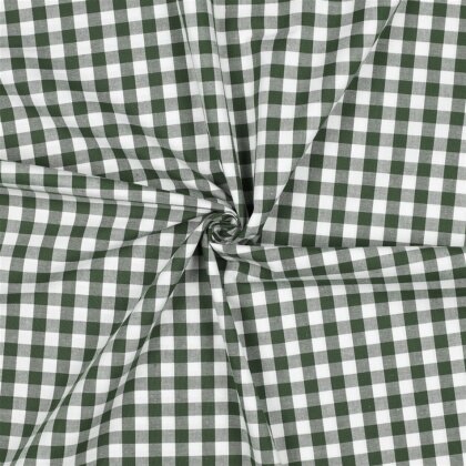 Baumwollpopeline garngefärbt - Vichy Karo 10mm *Vera* - dunkelgrün