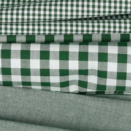 Baumwollpopeline garngefärbt - Vichy Karo 10mm *Vera* - dunkelgrün