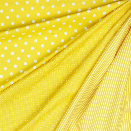 Baumwollpopeline 2mm Punkte - sommergelb