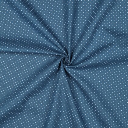 Baumwollpopeline 2mm Punkte - jeansblau