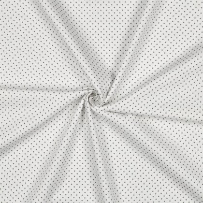 Baumwollpopeline 2mm Punkte - weiss/grau