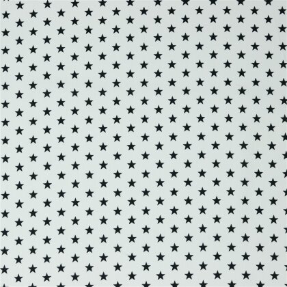 Baumwollpopeline 10mm Sterne - weiss/schwarz