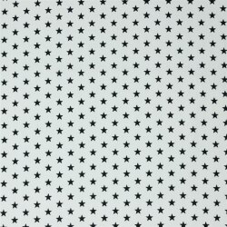Baumwollpopeline 10mm Sterne - weiss/schwarz