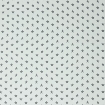 Baumwollpopeline 10mm Sterne - weiss/grau