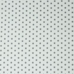 Baumwollpopeline 10mm Sterne - weiss/grau