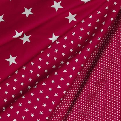 Baumwollpopeline 4mm Sterne - dunkelpink
