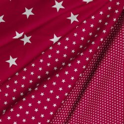 Baumwollpopeline 4mm Sterne - dunkelpink