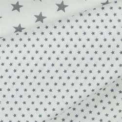 Baumwollpopeline 4mm Sterne - weiss/grau