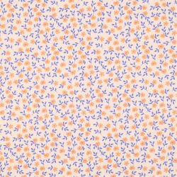 Baumwollpopeline Bio~Organic Blumen - pfirsich