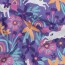 Baumwollpopeline Blumen und Einhörner - lavendel