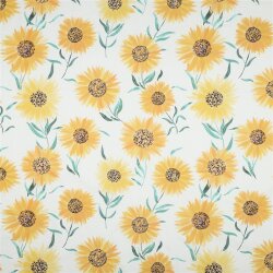 Baumwollpopeline Digital Sonnenblumen - weiß