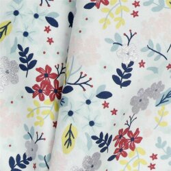 Baumwollpopeline Glitzer Blumen