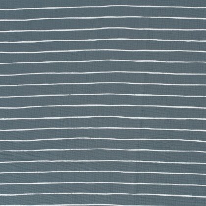 Musselin weisse Streifen - indigoblau