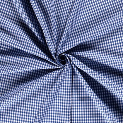 Baumwollpopeline garngefärbt Vichy Karo 5mm - royalblau