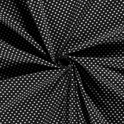 Baumwollpopeline Herzen 5mm - schwarz