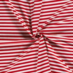 Baumwolljersey Streifen 10mm - rot/weiss