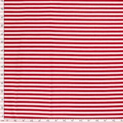 Baumwolljersey Streifen 10mm - rot/weiss