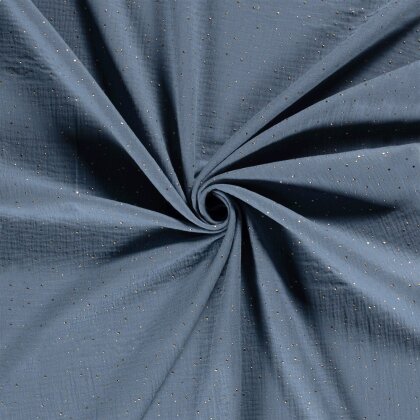 Musselin verstreute Goldtupfen – jeansblau