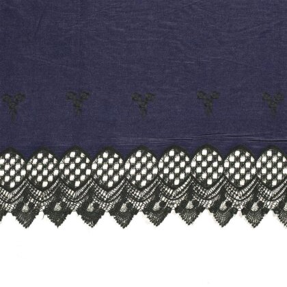 Jeansstoff mit Blumenstickerei - dunkelgrün