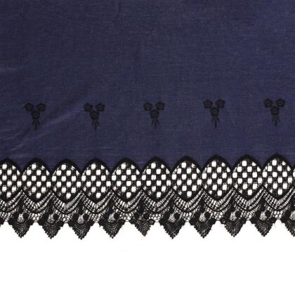 Jeansstoff mit Blumenstickerei - schwarz