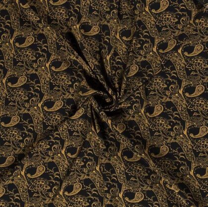 Viskose Crêpe Paisley senfgelb