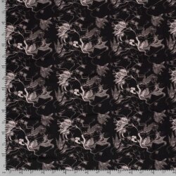 Polyesterjersey Antike Blumen -  schwarz