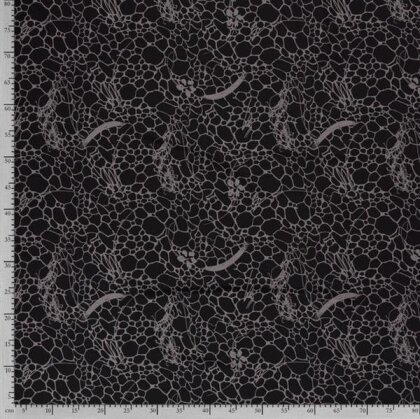 Polyesterjersey Crêpe Blumenmuster -  schwarz