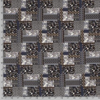 Polyesterjersey Patchwork - jeansblau