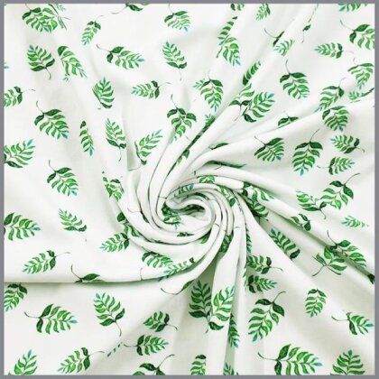 Baumwolljersey Digital Blätter - creme
