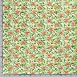 Baumwolljersey Digital Löwenköpfe im Dschungel- creme