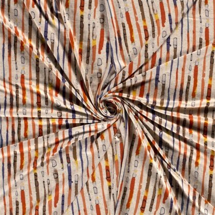 Viskose Leinen Jersey Aquarell Streifen - creme
