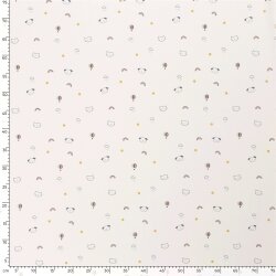 Baumwolljersey Tierköpfe mit Regenbogen- creme