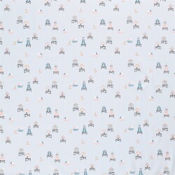 Baumwolljersey  maritime Häuser softmint