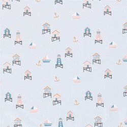 Baumwolljersey  maritime Häuser softmint