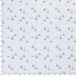 Baumwolljersey  maritime Häuser softmint