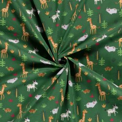 Baumwolljersey bunte Konfetti Safari - grün