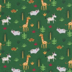 Baumwolljersey bunte Konfetti Safari - grün