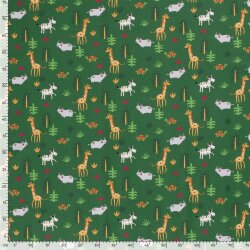 Baumwolljersey bunte Konfetti Safari - grün