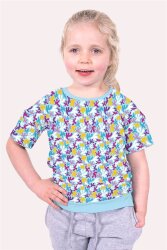 Baumwolljersey bunte Formen - hellblau