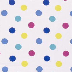 French Terry grosse bunte Punkte - weiss