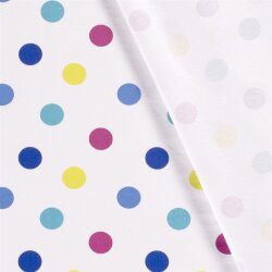 French Terry grosse bunte Punkte - weiss