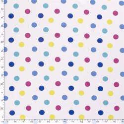 French Terry grosse bunte Punkte - weiss